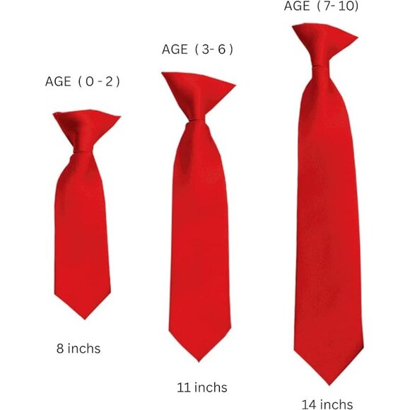 Manzini Neckwear Boy's 14" Clip on Tie - Red - Picture 2 of 2
